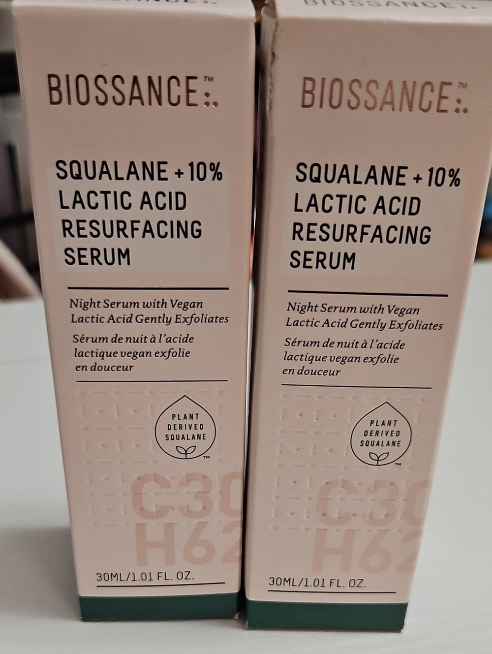 Biossance Squalane + 10% Lactic Acid Resurfacing Night Serum Duo 2 Bottles